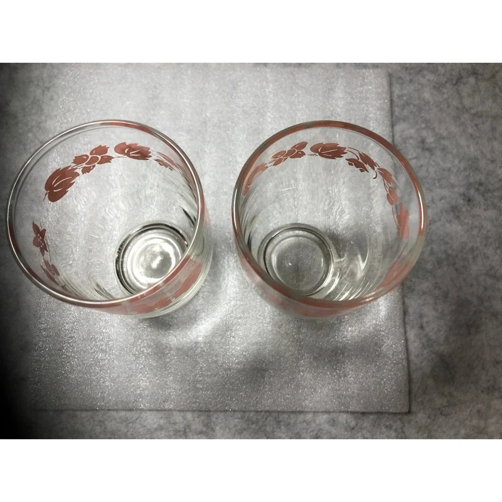 2 ~Vintage Pink Gooseberry Juice Glasses 3.5